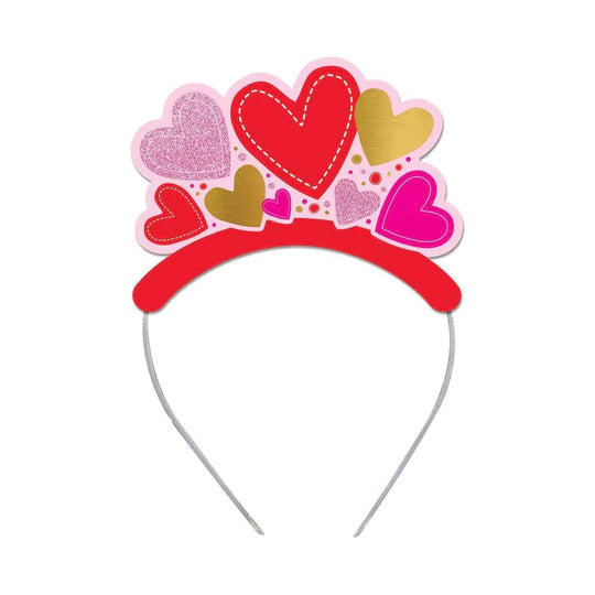 Tiara Impresa Metal y Escarchada Corazones Surtidos X 4 Unidades Sempertex