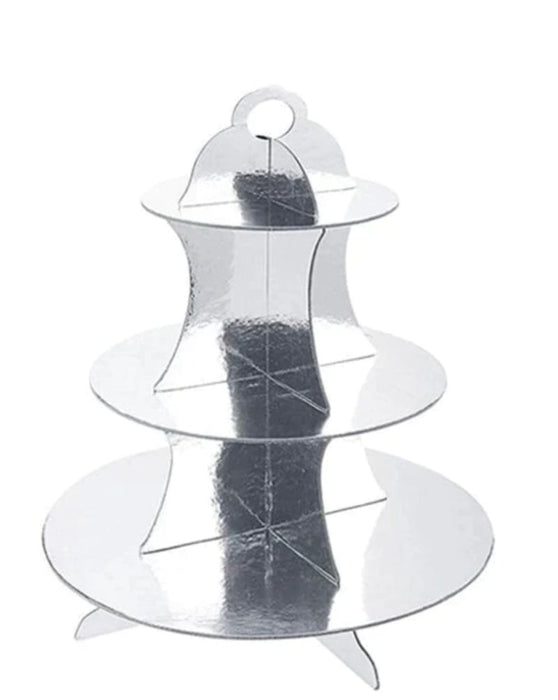 Torre Base para Cupcakes 3 Niveles Plata