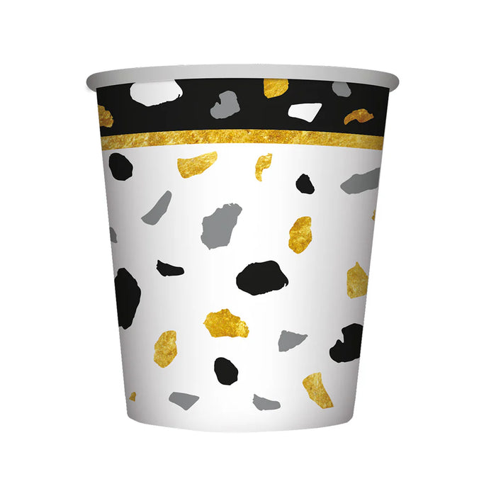 Vaso 9 Oz Terrazo Dorado Negro X 8 Unidades Sempertex