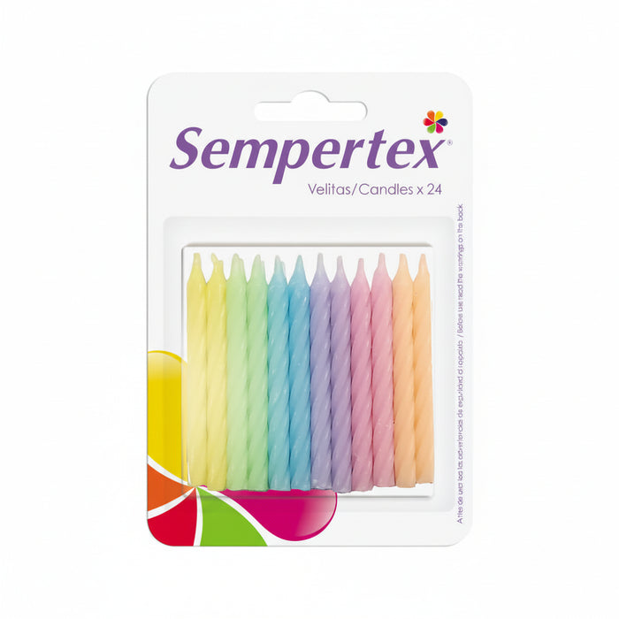 Velita Espiralada Pastel X 24 Unidades Sempertex