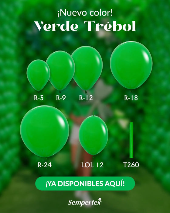 UNIDAD de Globo Verde Trebol Fashion R18 X UNIDAD Sempertex