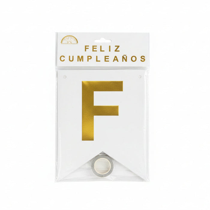 Feston Feliz Cumpleaños Escarchado Pequeño Plateado