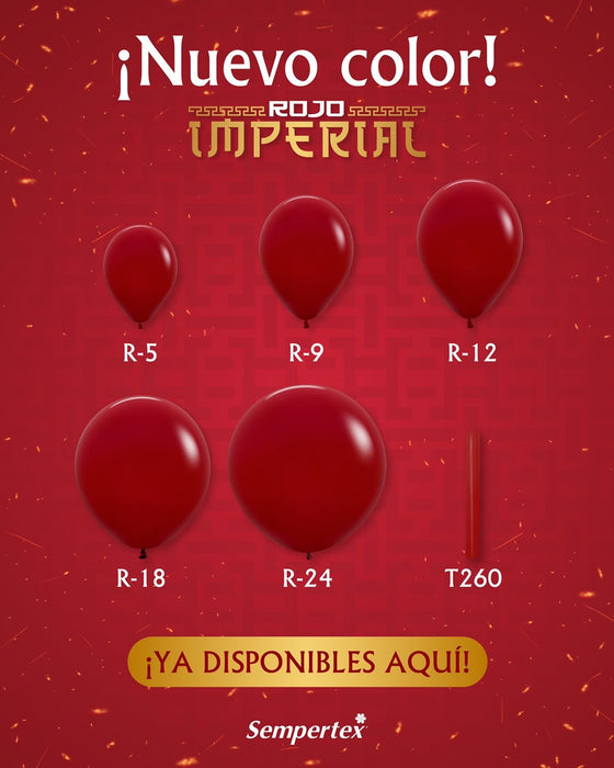 Globo Rojo Imperial Fashion R9 x 50 Unidades Sempertex