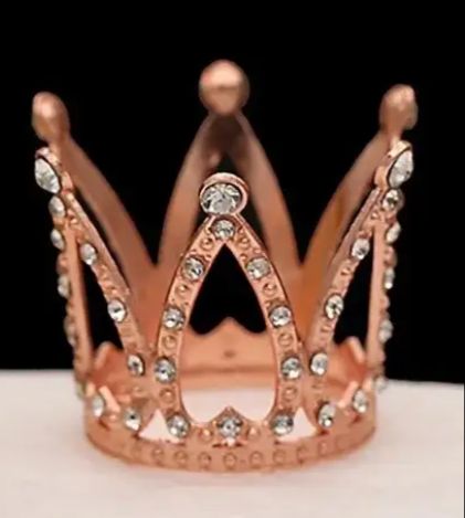 Corona De Diamantes Metalica Mini Dorado Rosa x 1 Unidad