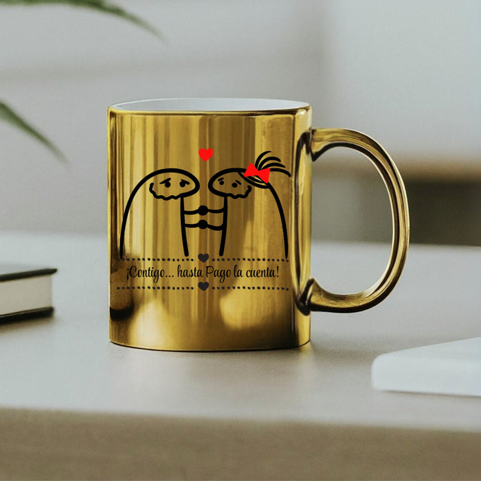 Mug Dorado Espejo Flork Amor 11 Oz Ref. 8 x 1 Unidad
