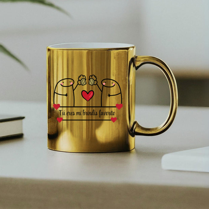 Mug Dorado Espejo Flork Amor 11 Oz Ref. 3 x 1 Unidad
