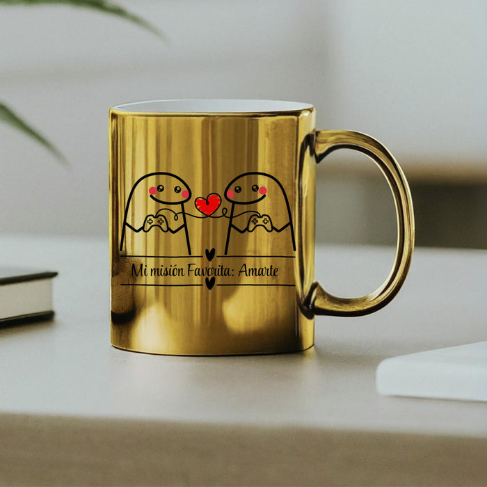 Mug Dorado Espejo Flork Amor 11 Oz Ref. 1 x 1 Unidad