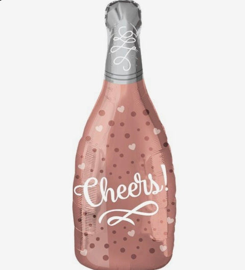 Globo Metalizado Botella Champaña Rosada Cheers 39" Festella