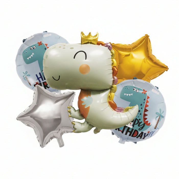 Bouquet de Globos Happy Birthday Dinosaurio Bebe X 5 Piezas Festella