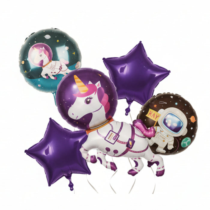 Bouquet de Globos Unicornio Astronauta X 5 Piezas Festella