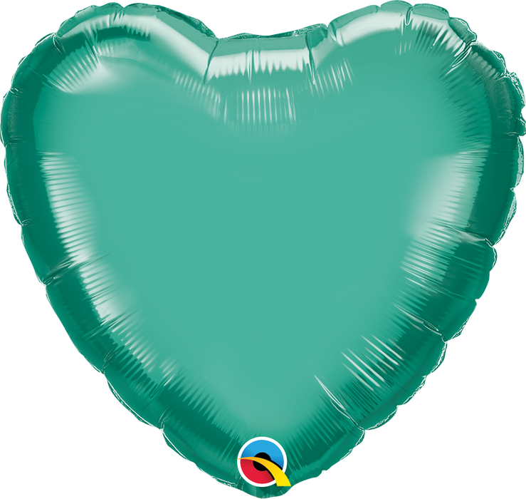 Globo Metalizado Corazon Chrome Green 18" Qualatex