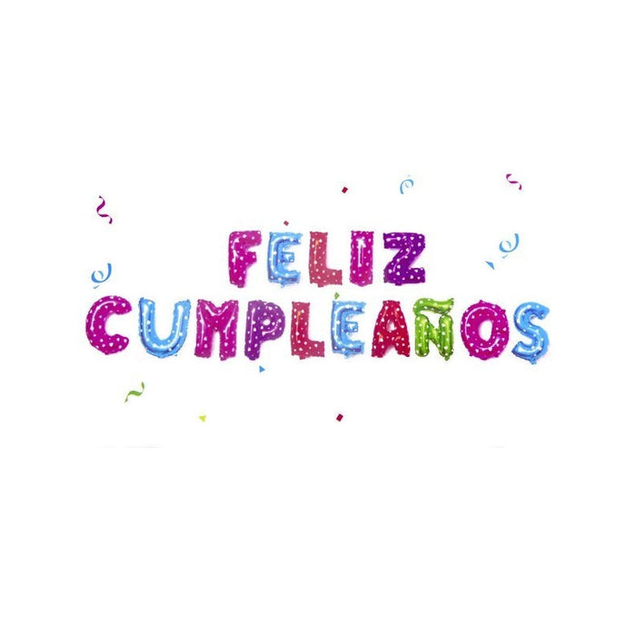 Letrero de Globos Feliz Cumpleaños Multicolor Polka Corazones 16" X 15 Piezas Festella