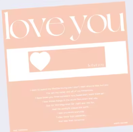 Papel Coreano Impreso Love You Paquete x 20  Color Durazno