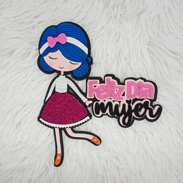 Pin Blue Feliz dia de la mujer paq x 1