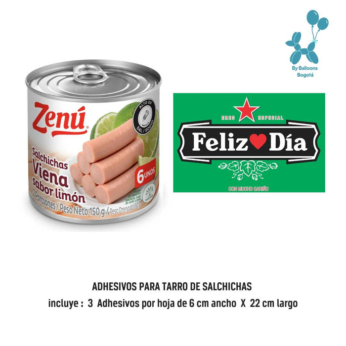 Stickers Adhesivos Para Tarro de Salchichas Ref. 1 x 3 Unidades