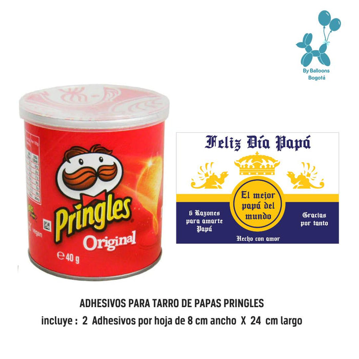 Stickers Adhesivos Para Papa Pringles Ref. 6 x 2 Unidades