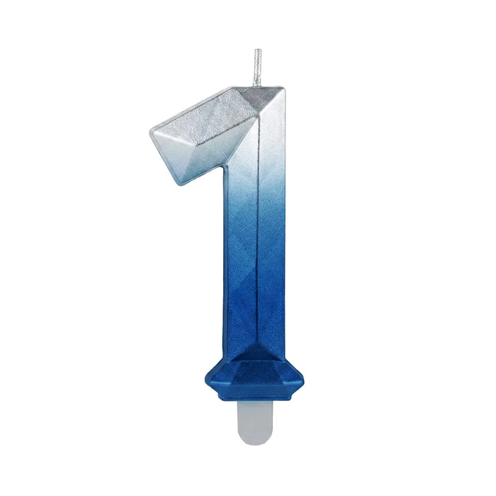Vela Numerica Degradada Plata - Azul # 1 Sempertex x 1 Unidad