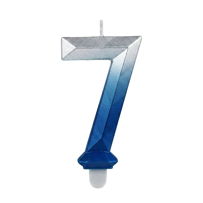 Vela Numerica Degradada Plata - Azul # 7 Sempertex x 1 Unidad