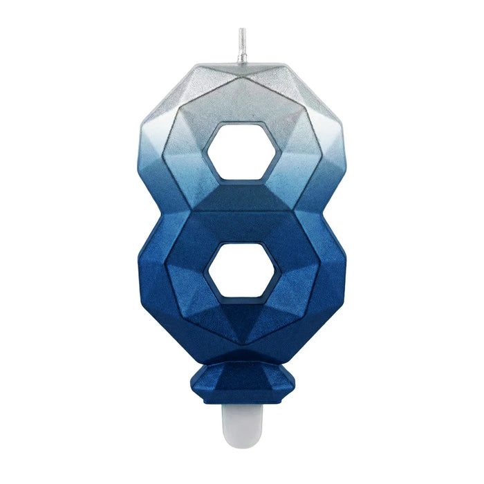 Vela Numerica Degradada Plata - Azul # 8 Sempertex x 1 Unidad