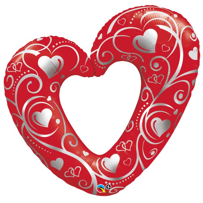 Corazones Rojos y Filigrana 42" Qualatex