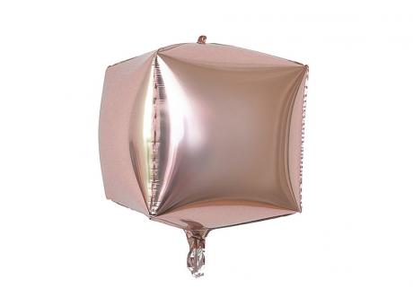Globo Cubo Dorado Rosa 24" Festella