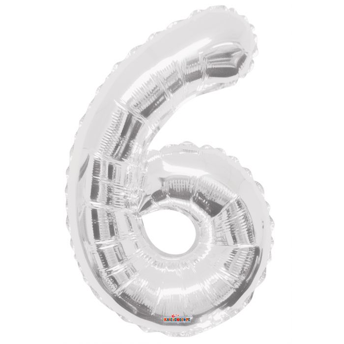 Globo Metalizado # 6 Plateado 34" Marca Conver Calidad Helio