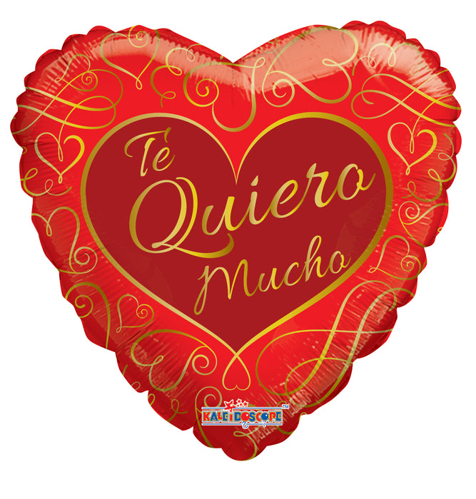 Globo Metalizado Te Quiero Mucho Corazon Rojo Dorado 18" Ref. 40