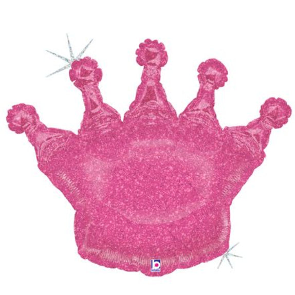 Globo Corona Rosada Glitter Holographic 36"