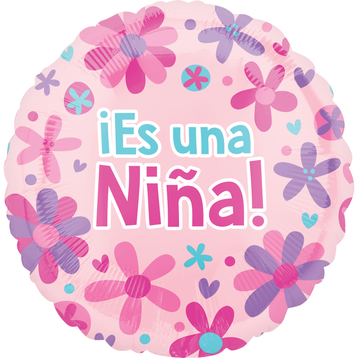 Globo Metalizado es una Niña Flores 18" Ref. 3