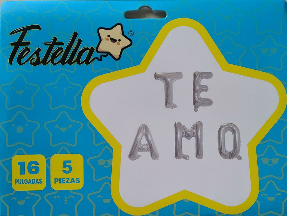 Globo Letrero Te Amo 18" Plata Festella