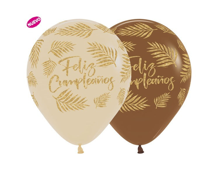 Globo Infinity Escarchado Feliz Cumpleaños Palmas Fashion Surtido R12 x 12 Unidades Sempertex
