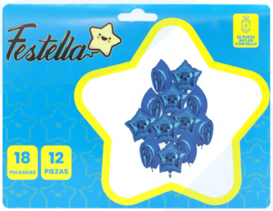 Kit Globos Estrellas Festella 18" x12 und Azul