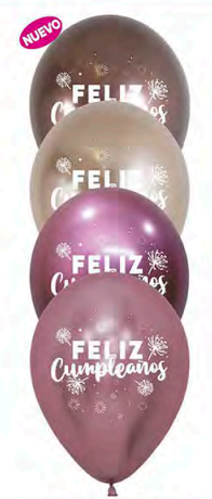 Globo Reflex Feliz Cumpleaños Florecientes R12 x 12 Unidades Sempertex