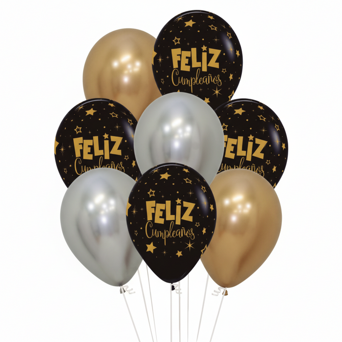 Bouquet Feliz Cumpleaños Fantasia x 8 Globos Sempertex