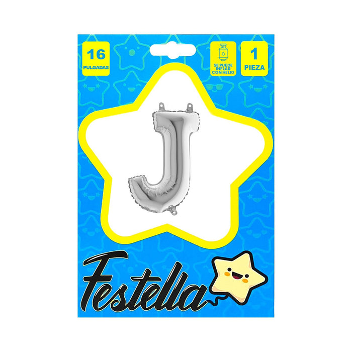 Globo Letra J 16" Plateado Festella
