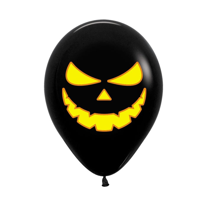 Globo Negro Calabaza Luz Impreso 2 Caras Halloween R12 x 12 Unidades Sempertex