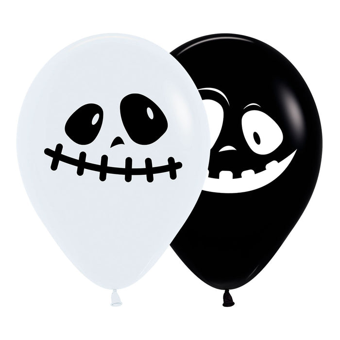 Globo Fashion Impreso Fantasmas Surtido Blanco y Negro R12 x 50 Unidades Sempertex