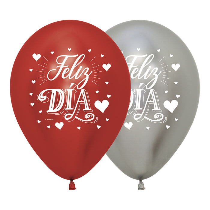 Globo Reflex Surtido Feliz Dia Corazones R12 x 50 Unidades Sempertex