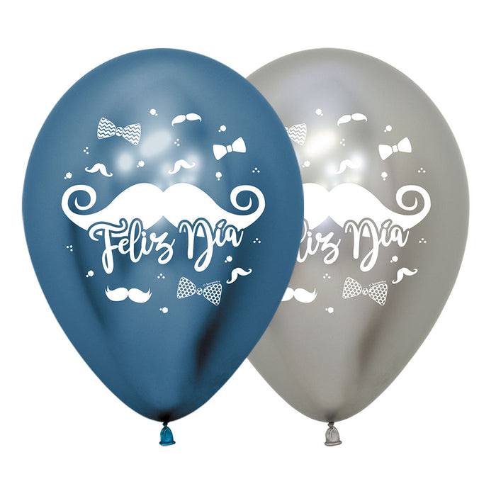 Globo Reflex Feliz Día Bigotes Impreso 2 Caras R12 x 50 Unidades Sempertex