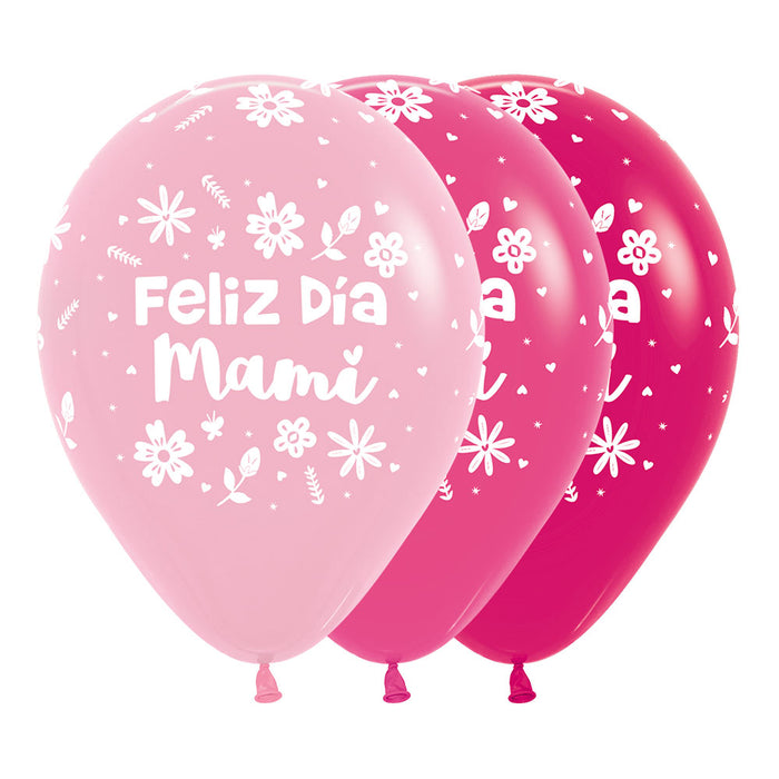 Globo Feliz Dia Mami Flores Surtido R12 X 12 Unidades Sempertex