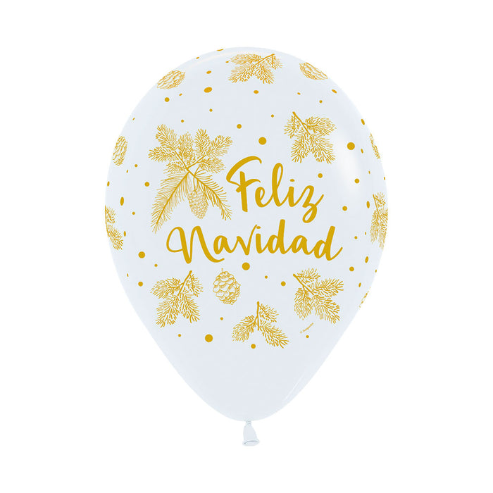 Bouquet De Globos Navidad Dorada R12 x 8 Unidades Sempertex