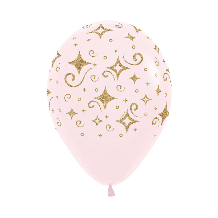 Globos Pastel Mate Rosado Diamante Dorado R12 X 50 Unidades Sempertex