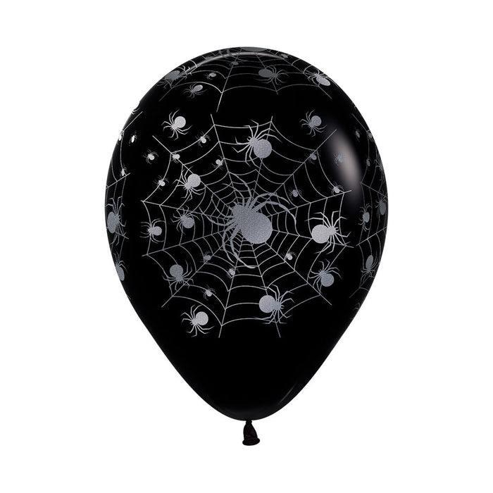 Globo Impreso Infinity Mink Negro Impreso Araña Halloween R12 X 12 Unidades Sempertex