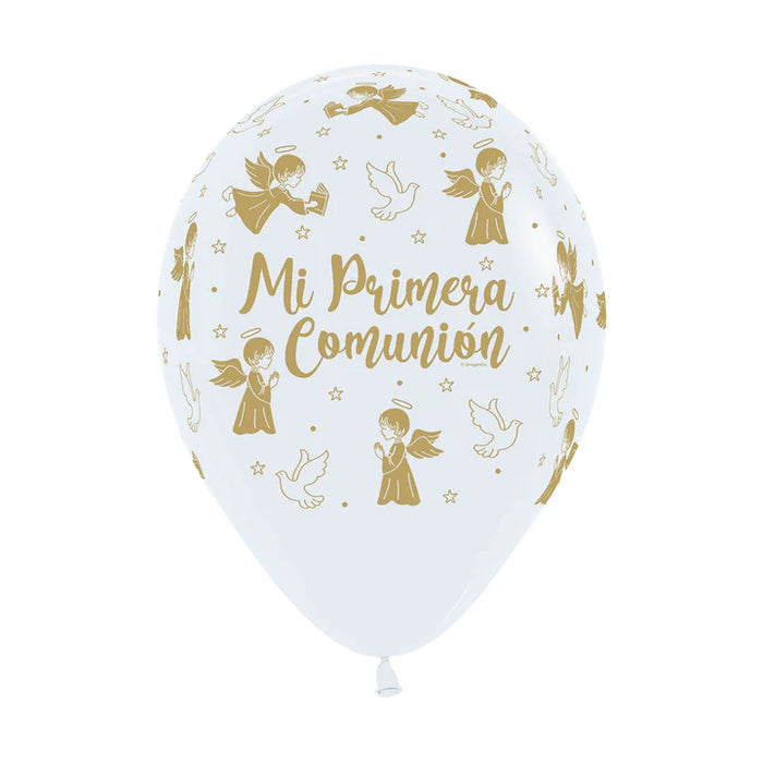 Globo Mi Primera Comunión Palomas Fashion Blanco R12 X 12 Unidades Sempertex