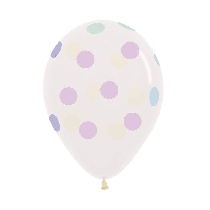 Globo Cristal Polka Dots Pastel R12 x 12 Unidades Sempertex