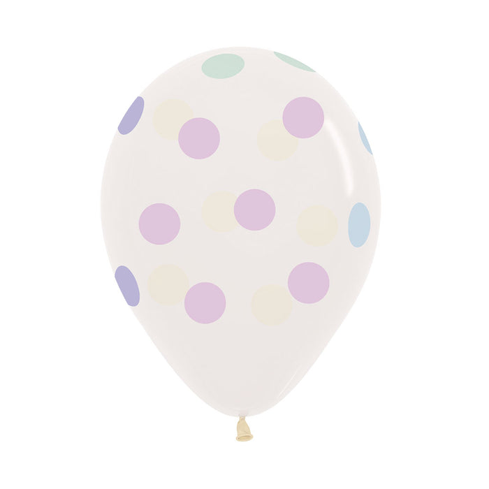 Globo Cristal Polka Dots Pastel R12 x 50 Unidades Sempertex