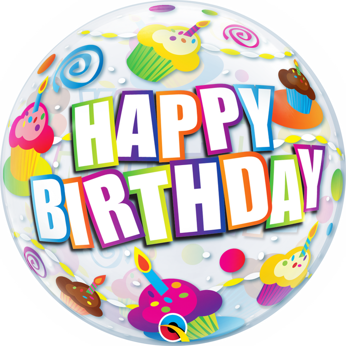 Globo Burbuja Qualatex  Happy Birthay 22" Ref.8 X 1 Unidad
