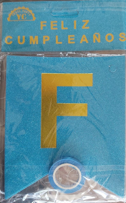 Festones Feliz Cumpleaños Escarchado Grande Azul