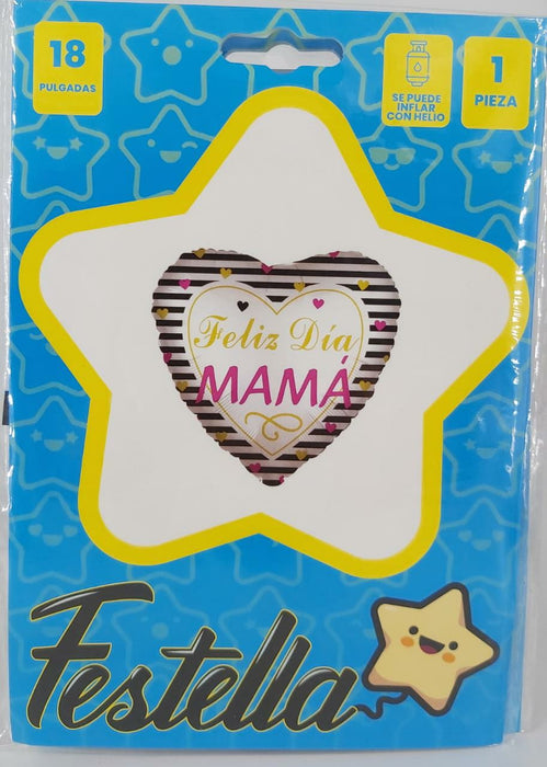 Globo Corazon 18" Feliz dia Mama Festella Ref. 7