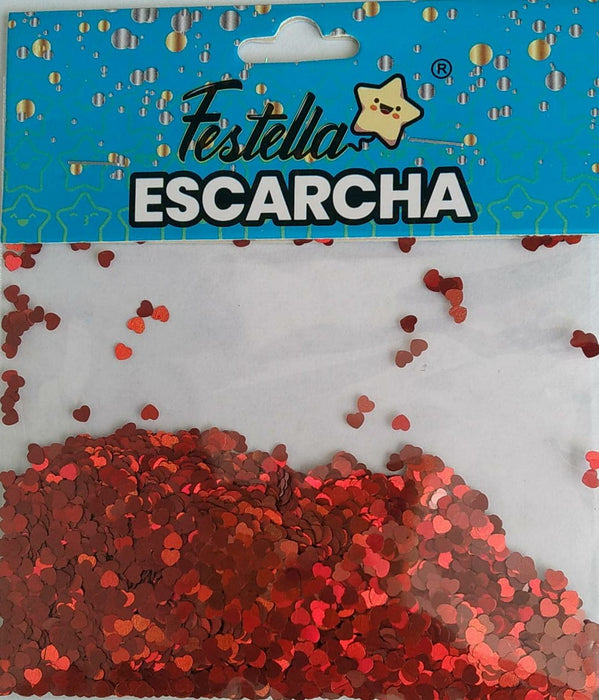 Escarcha Roja Corazon Para Globo 20 Gr x 1 Unidad